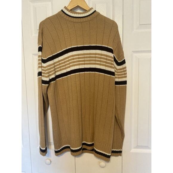 Northern Explosion Sweater Mens Lg Tan White Stripe Grandpacore Vintage Unisex - Picture 1 of 9